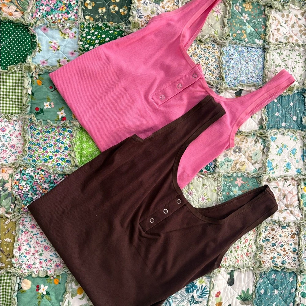 Pink and Brown Sleeveless Bodysuits